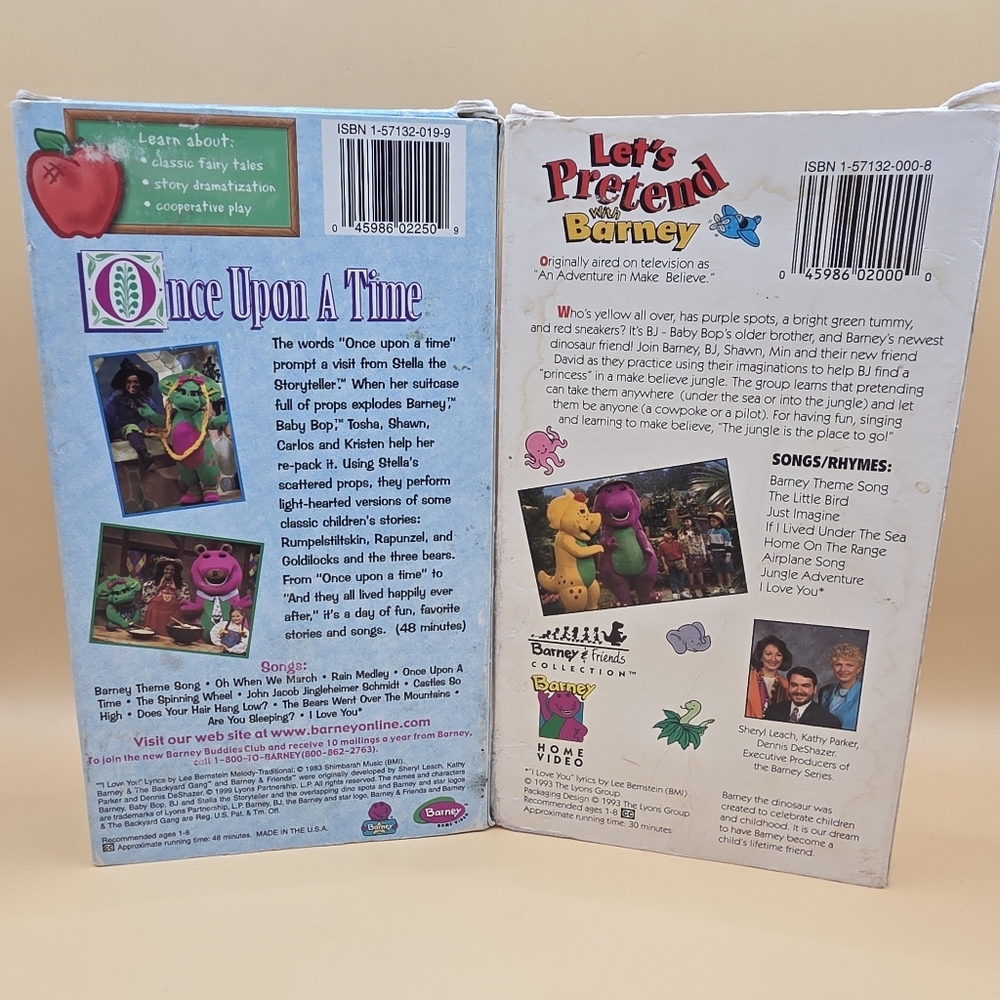 2 Barney & Friends VHS Let's Pretend Once Upon A Time - Picture 2 of 4